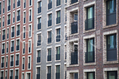 Fassade eines modernen Wohngebäudes in Hamburg, Deutschland