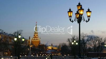 Moscow Kremlin and a lantern