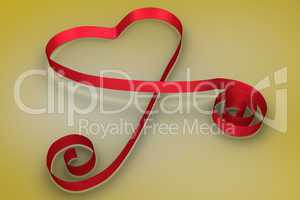 Red ribbon in a heart shape