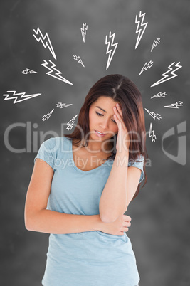 Composite image of woman with headache