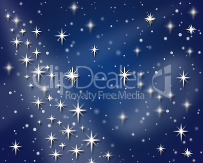 night sky with snowflakes and stars for holiday card