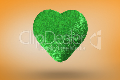 Deep green heart on orange background