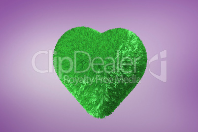 Deep green heart on pink background