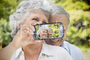 Couple taking selfie on smartphone