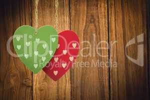 Composite image of cute heart decorations