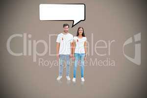 Composite image of attractive young couple wearing aids awarenes