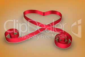 Red ribbon in a heart shape