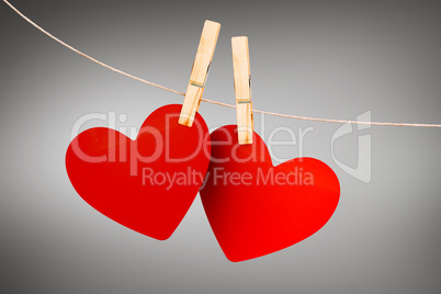 Two hearts on a clothes line