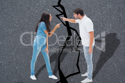 Composite image of angry couple shouting at each other