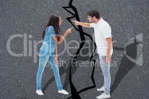 Composite image of angry couple shouting at each other