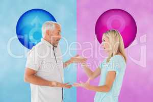 Composite image of unhappy couple having an argument