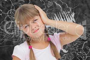 Composite image of little girl with headache