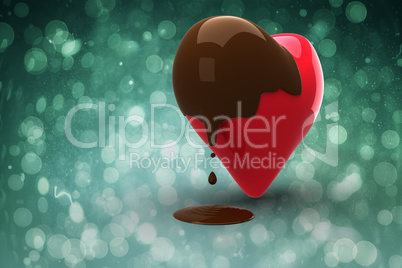 Composite image of heart dipped in chocolate