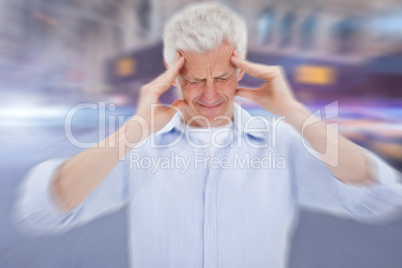 Composite image of man with headache