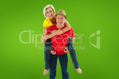 Composite image of mature couple joking about together