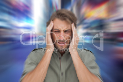 Composite image of man with headache