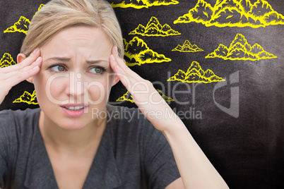 Composite image of woman with headache