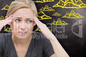 Composite image of woman with headache