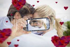 Couple taking Valentines selfie