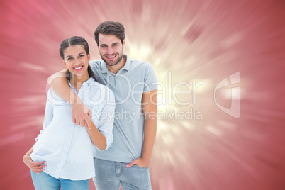 Composite image of cute couple smiling at camera