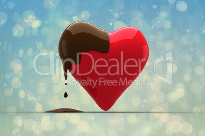 Composite image of heart dipped in chocolate