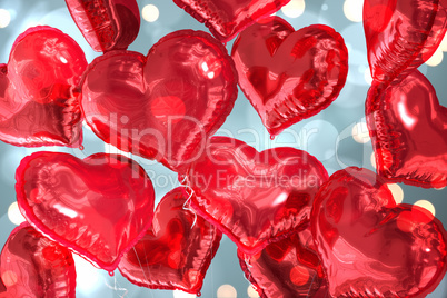 Composite image of heart balloons