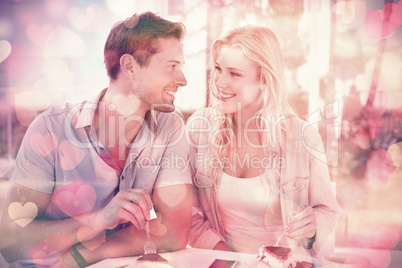 Hip young couple having desert together