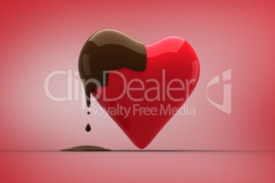 Composite image of heart dipped in chocolate