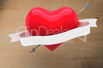 Composite image of heart with scroll