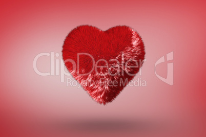 Deep red heart on pink background