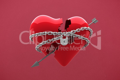 Composite image of locked heart