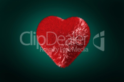 Deep red heart on green background