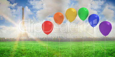 Composite image of colourful balloons