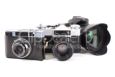 Cameras  isolated on white background
