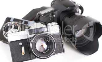 Cameras  isolated on white background