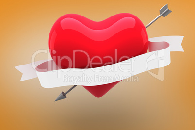 Composite image of heart with scroll