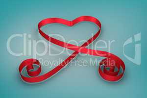 Red ribbon in a heart shape