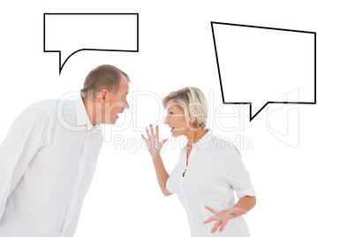 Composite image of angry older couple arguing with each other