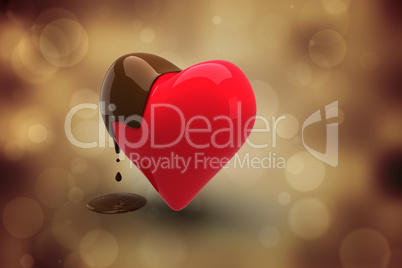 Composite image of heart dipped in chocolate