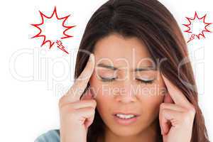 Composite image of woman with headache