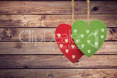 Composite image of cute heart decorations