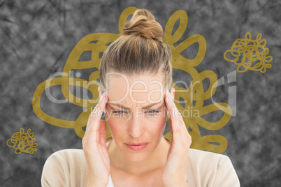 Composite image of woman with headache