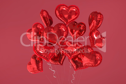 Composite image of heart balloons