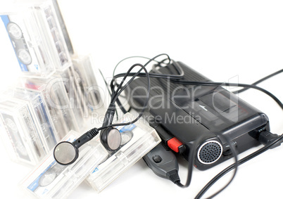 Analog dictaphone  isolated on a white