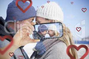 Couple taking Valentines selfie