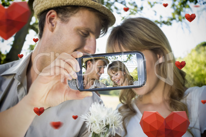 Couple taking Valentines selfie