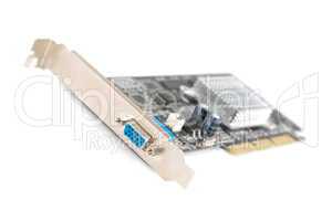 old VGA computer graphic card isolated on white background