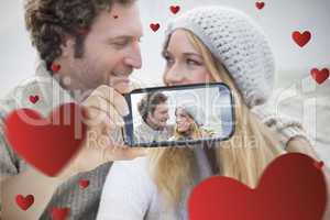 Couple taking Valentines selfie