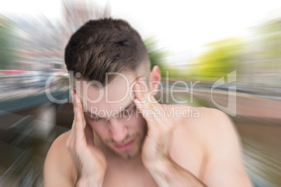 Composite image of man with headache