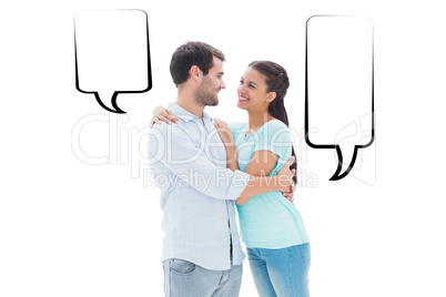 Composite image of attractive young couple hugging each other Composite image of attractive young couple hugging each other